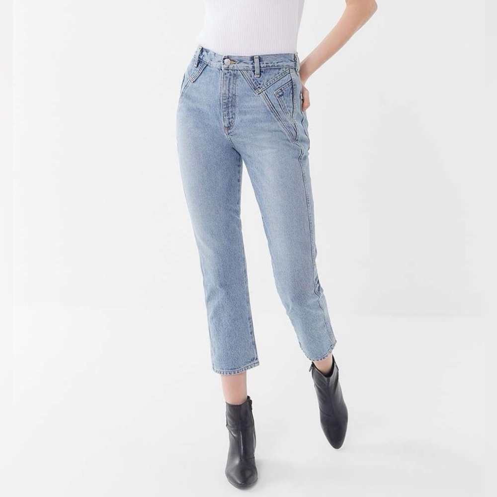 Agolde Light Wash Blue Ankle Crop Jeans